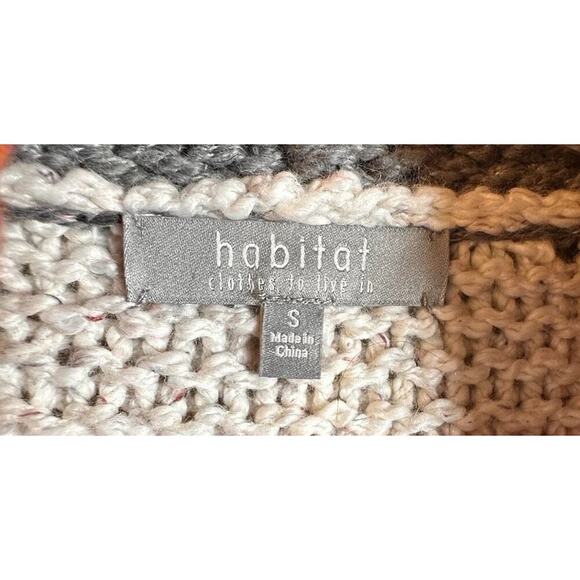 Habitat Oversized Rustic Stripes Chunky Cardigan Sweater Women Sz S Art to Wear - Picture 5 of 16